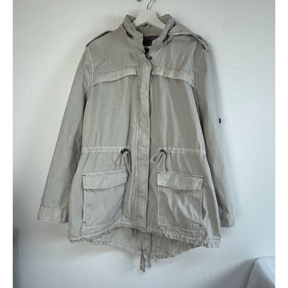 Levi's Womens Beige Drawstring Hooded Utility Jacket XL Lightweight Pockets